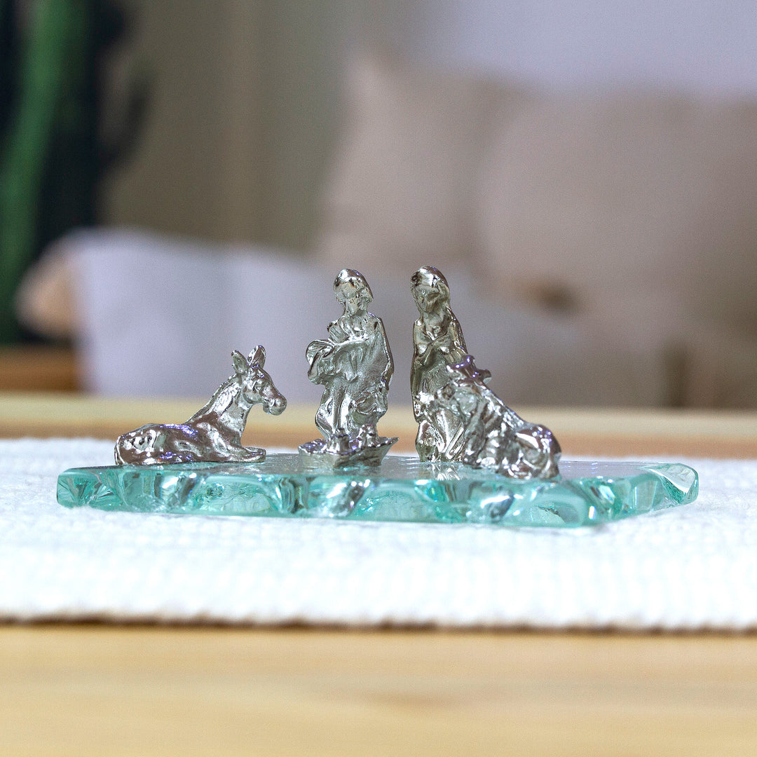 Inspirational Handmade Metal Alloy and Glass Nativity Scene - Immortal Hope