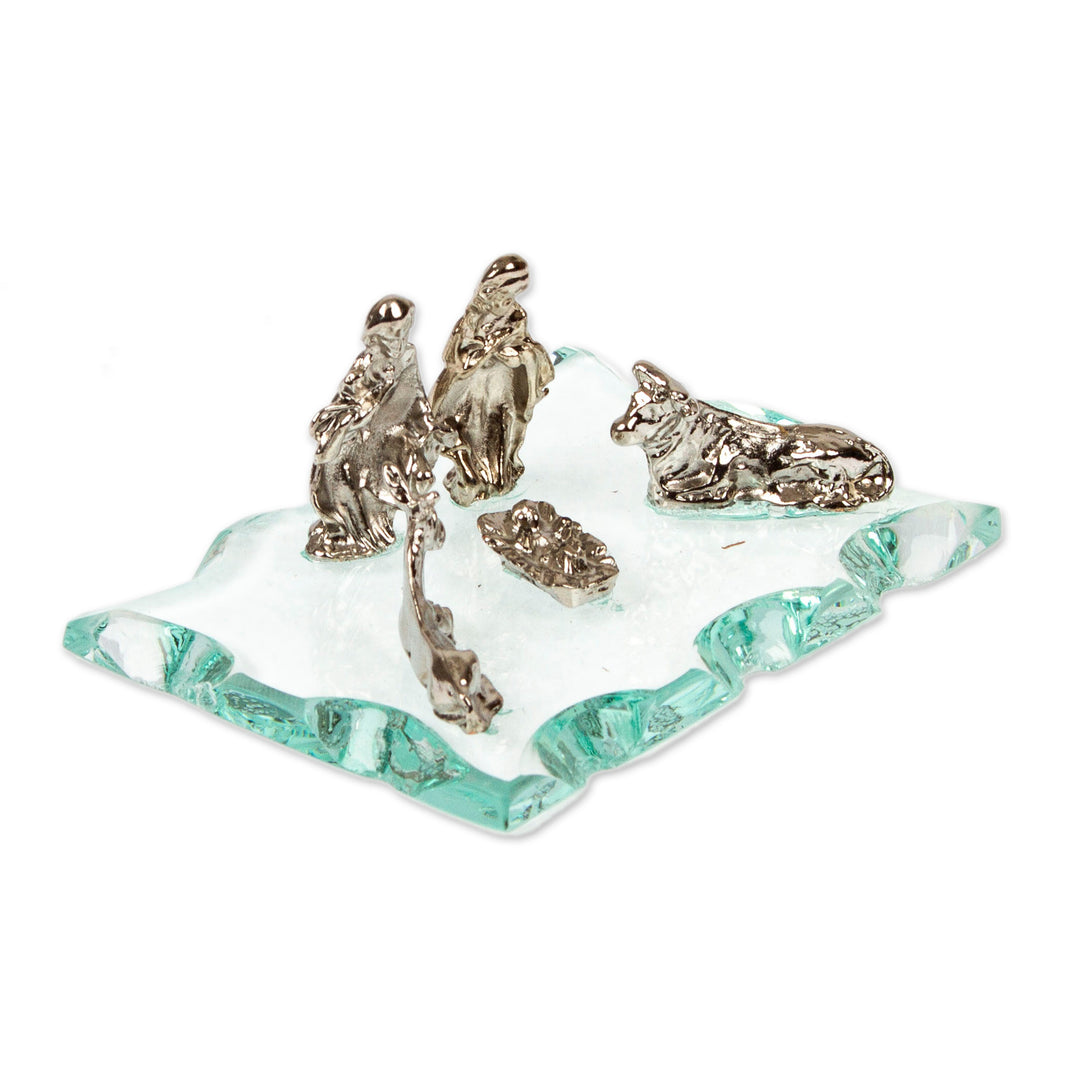 Inspirational Handmade Metal Alloy and Glass Nativity Scene - Immortal Hope