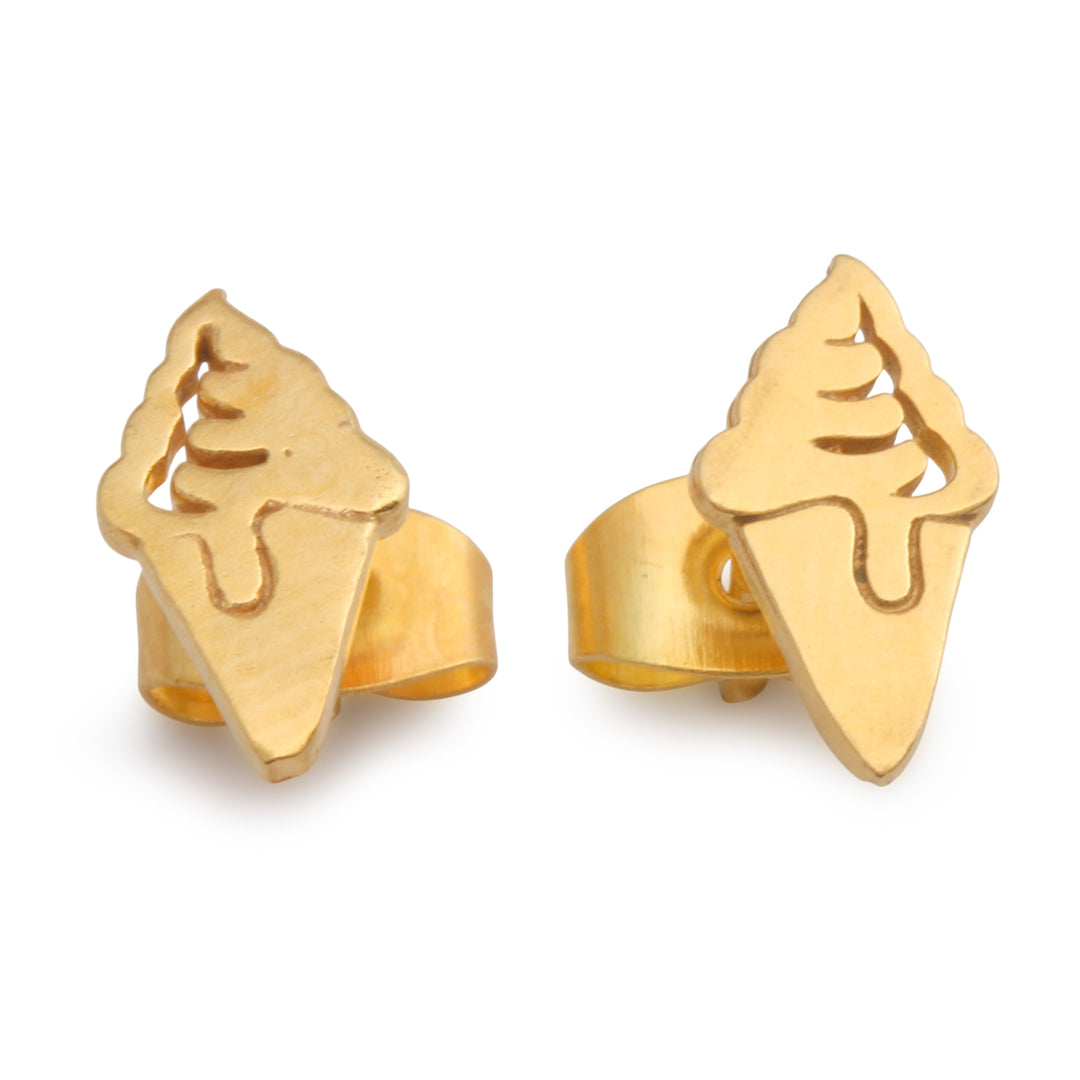 Whimsical Ice Cream-Themed 18k Gold-Plated Stud Earrings - Ice Cream Gleam