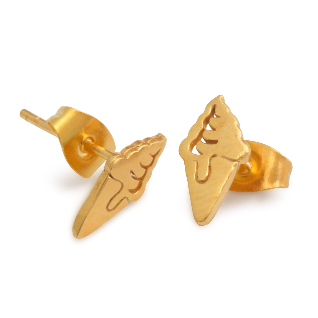 Whimsical Ice Cream-Themed 18k Gold-Plated Stud Earrings - Ice Cream Gleam