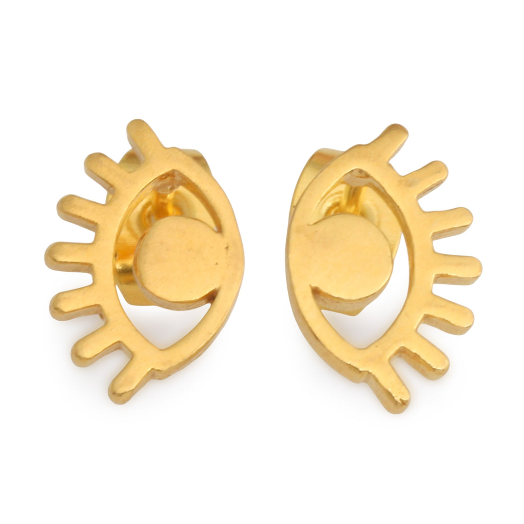 Avant-Garde 18k Gold-Plated Eye-Themed Brass Stud Earrings - Beaming Eyes