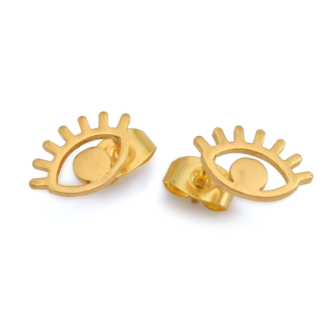 Avant-Garde 18k Gold-Plated Eye-Themed Brass Stud Earrings - Beaming Eyes