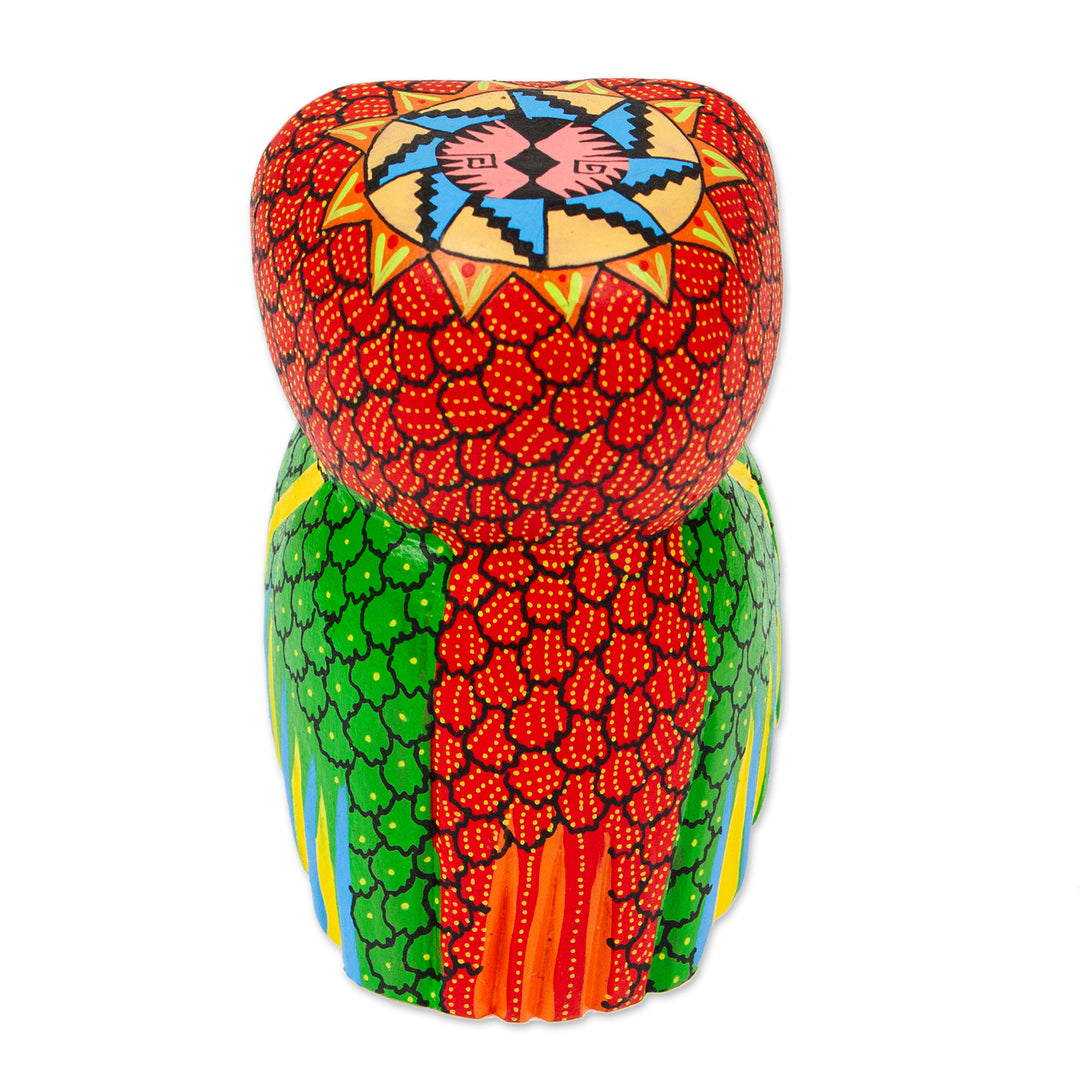 Hand-Carved Painted Wood Alebrije Owl Figurine from Mexico - Sweet Owl