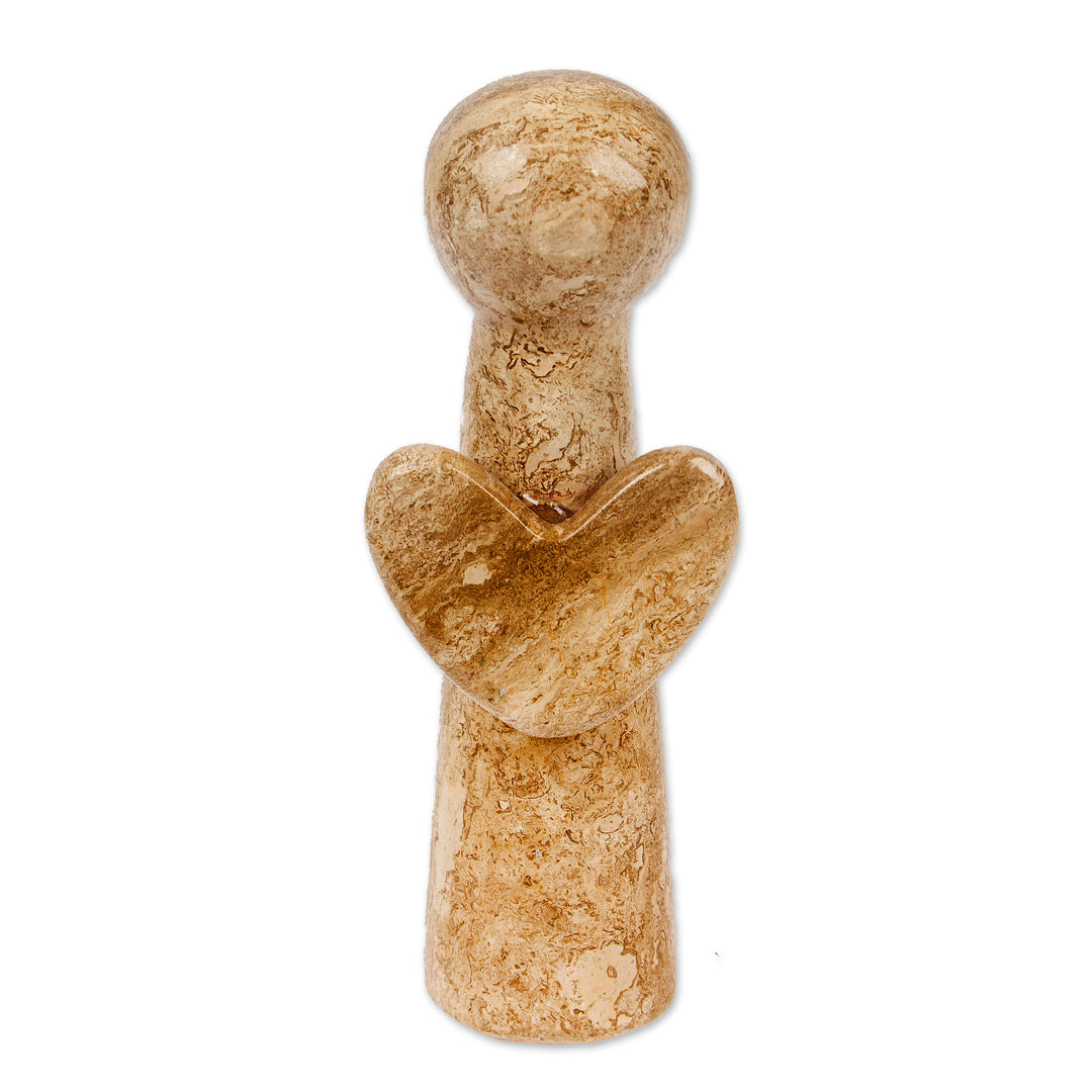 Minimalist Hand-Carved Brown Marble Figurine Made in Mexico - Angel of Earth