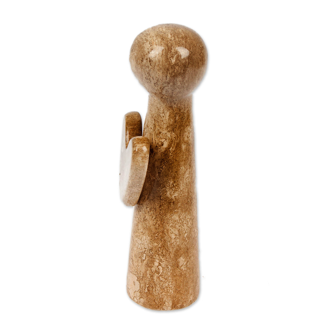 Minimalist Hand-Carved Brown Marble Figurine Made in Mexico - Angel of Earth