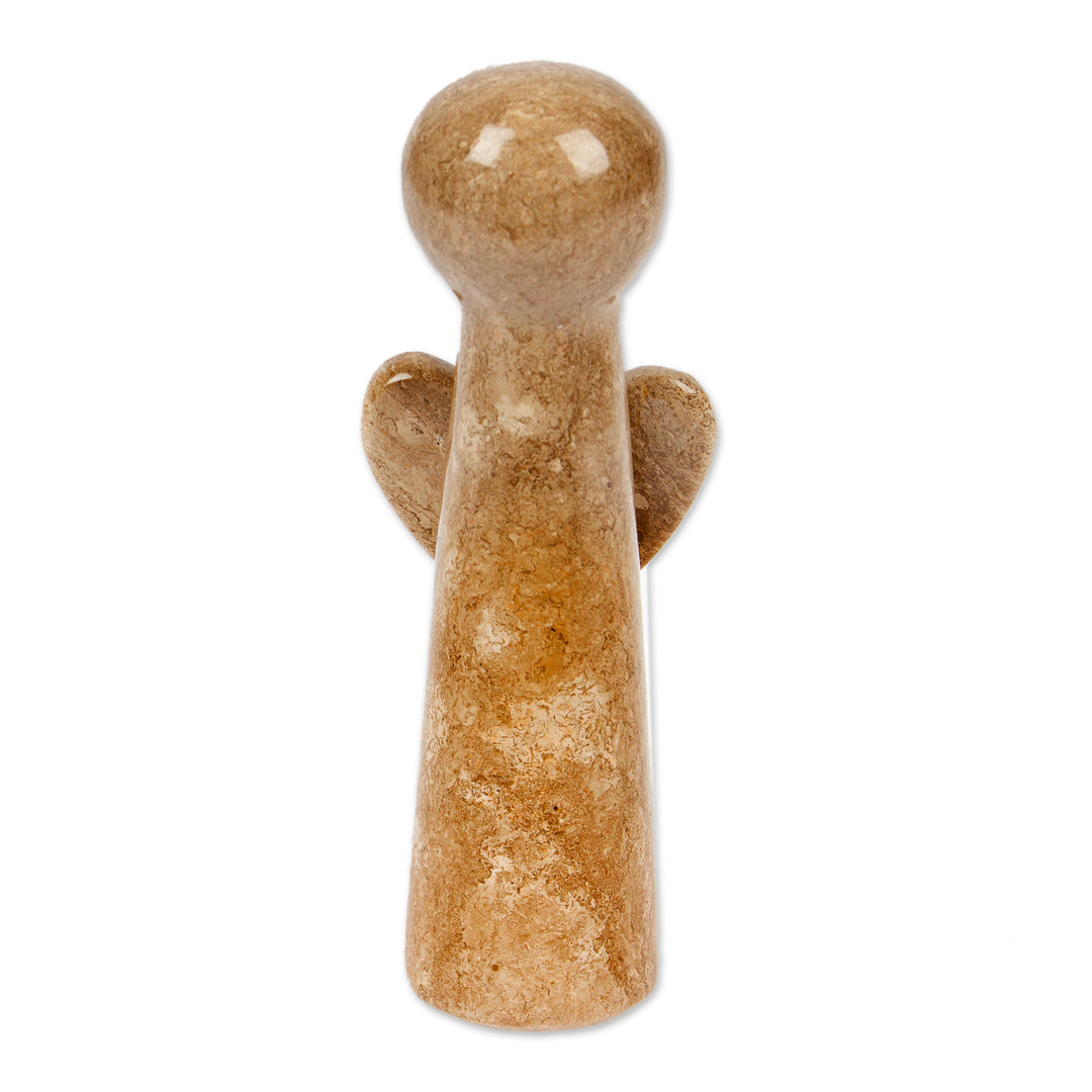 Minimalist Hand-Carved Brown Marble Figurine Made in Mexico - Angel of Earth