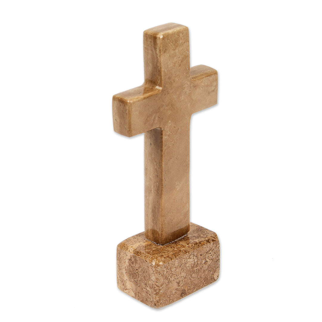 Inspirational Religious Hand-Carved Marble Cross Sculpture - Ode to Hope