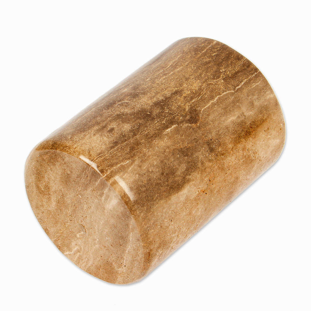 Artisan-Made Hand-Carved Natural Brown Marble Pencil Holder - Professional Marble