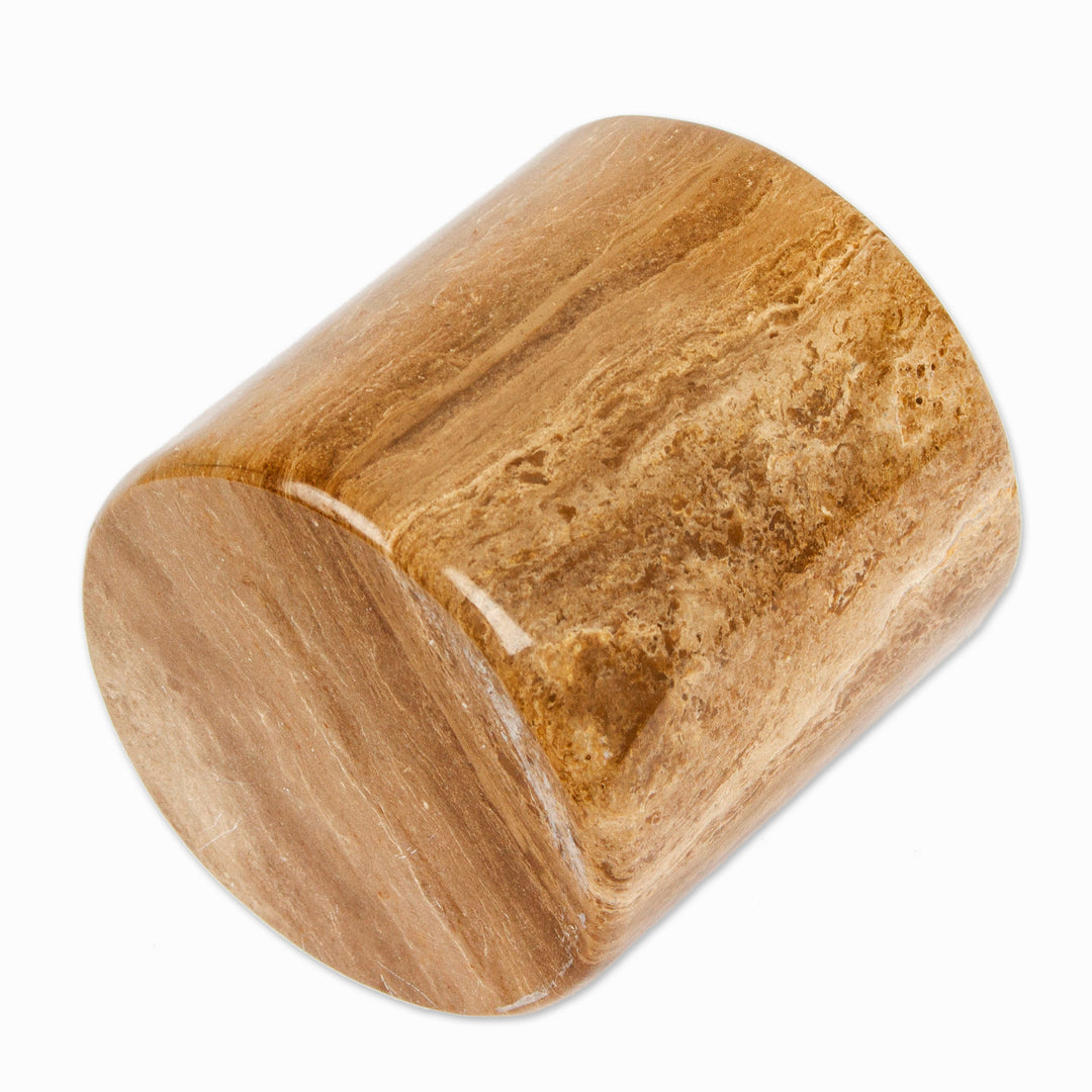 Minimalist-Inspired Hand-Carved Brown Marble Pencil Holder - Professional Earth