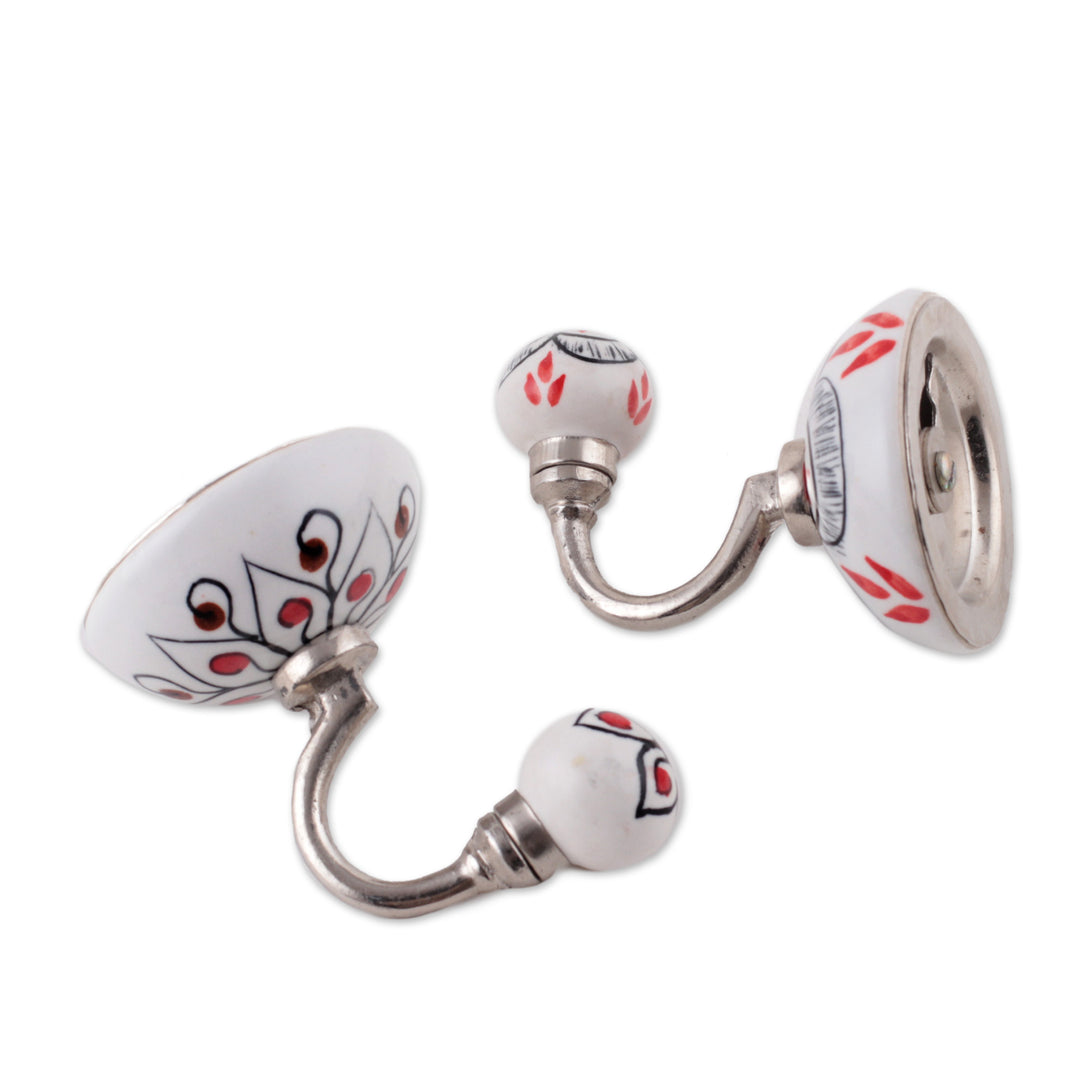 Black and Red 2-Piece Ceramic Hook Set in a Glossy Finish - Spring Assistant