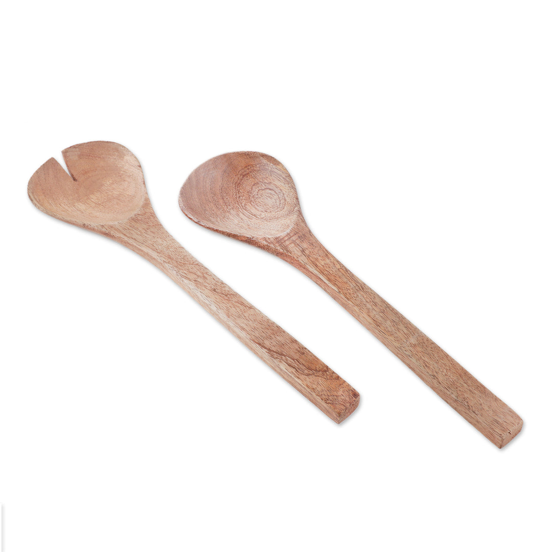 Minimalist Hand-Carved 2-Piece Mango Wood Salad Spoon Set - Minimalist Harvest