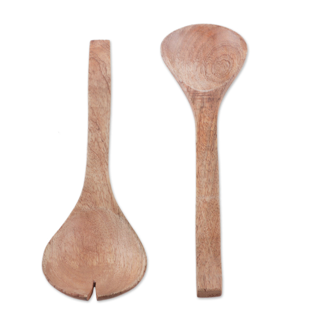 Minimalist Hand-Carved 2-Piece Mango Wood Salad Spoon Set - Minimalist Harvest