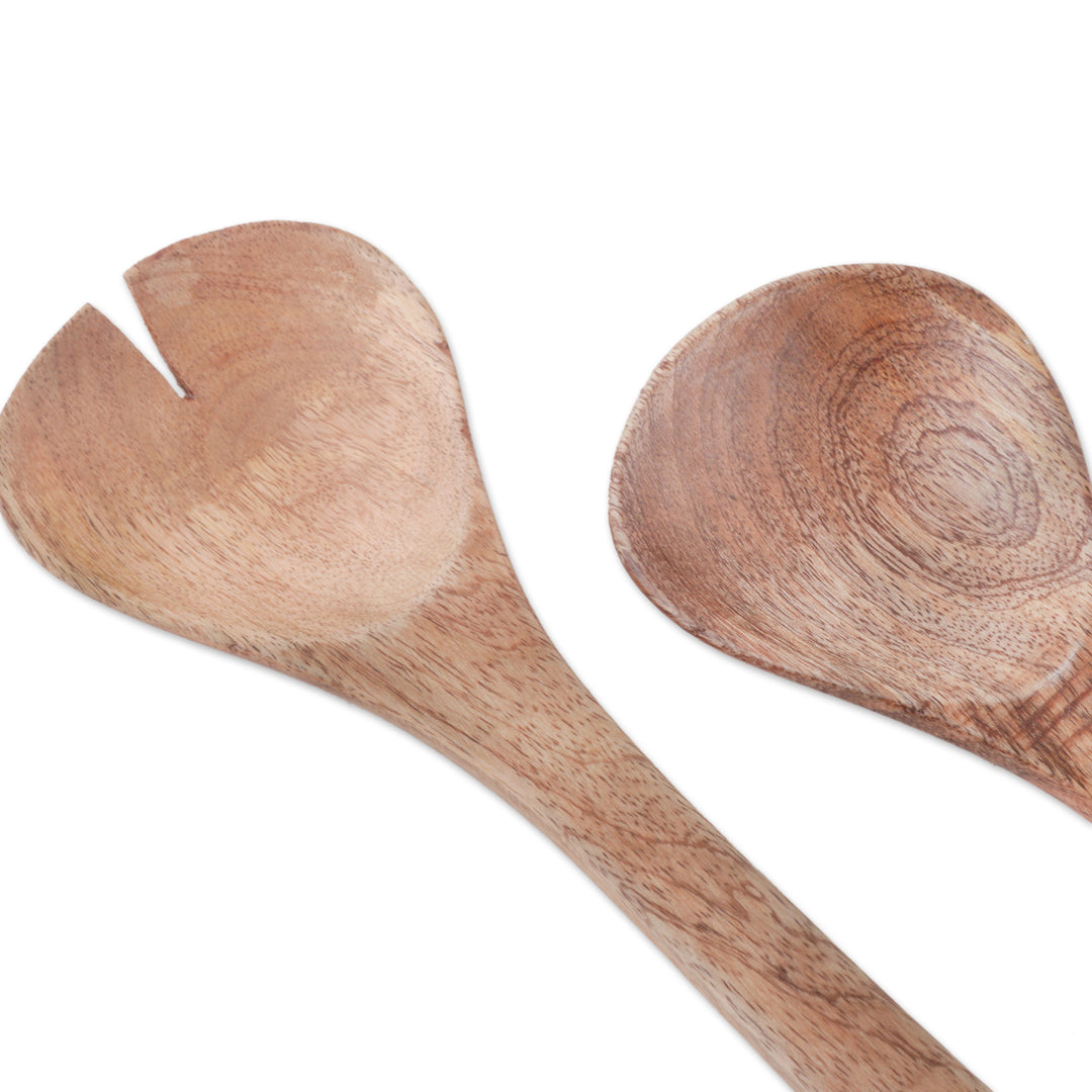 Minimalist Hand-Carved 2-Piece Mango Wood Salad Spoon Set - Minimalist Harvest