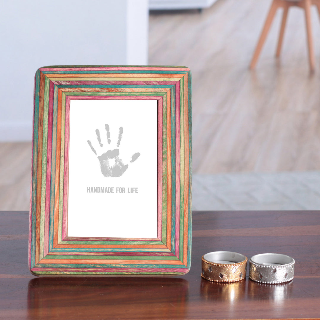 Multicolor Painted 4x6 Mango and Haldu Wood Photo Frame - Memorable Colors