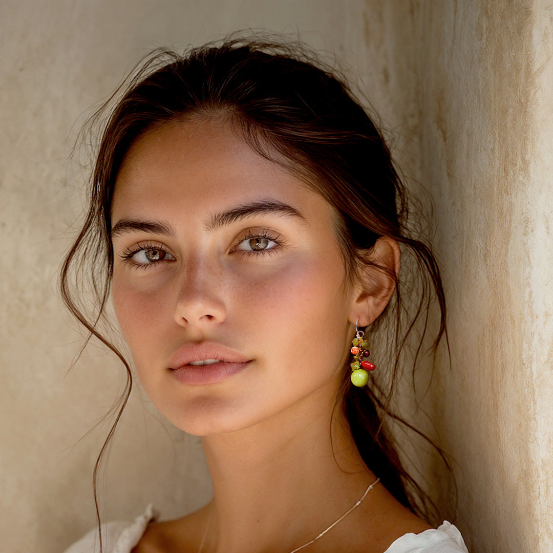 Multi-Gemstone Cluster Earrings in Warm and Yellow Hues - Thai Summer