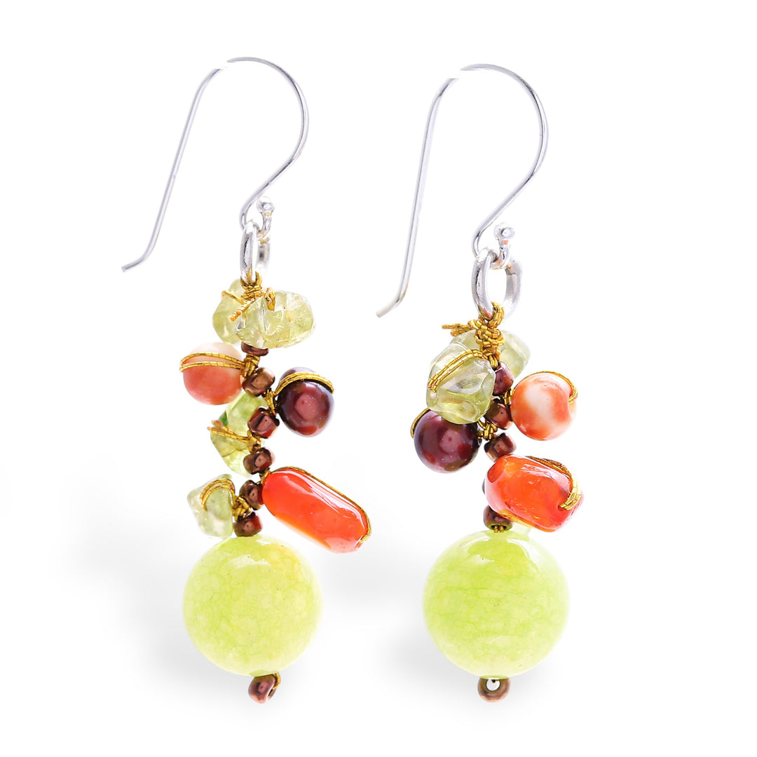 Citrus-Palette Multi-Gemstone Beaded Earrings from Thailand - Citrus Way