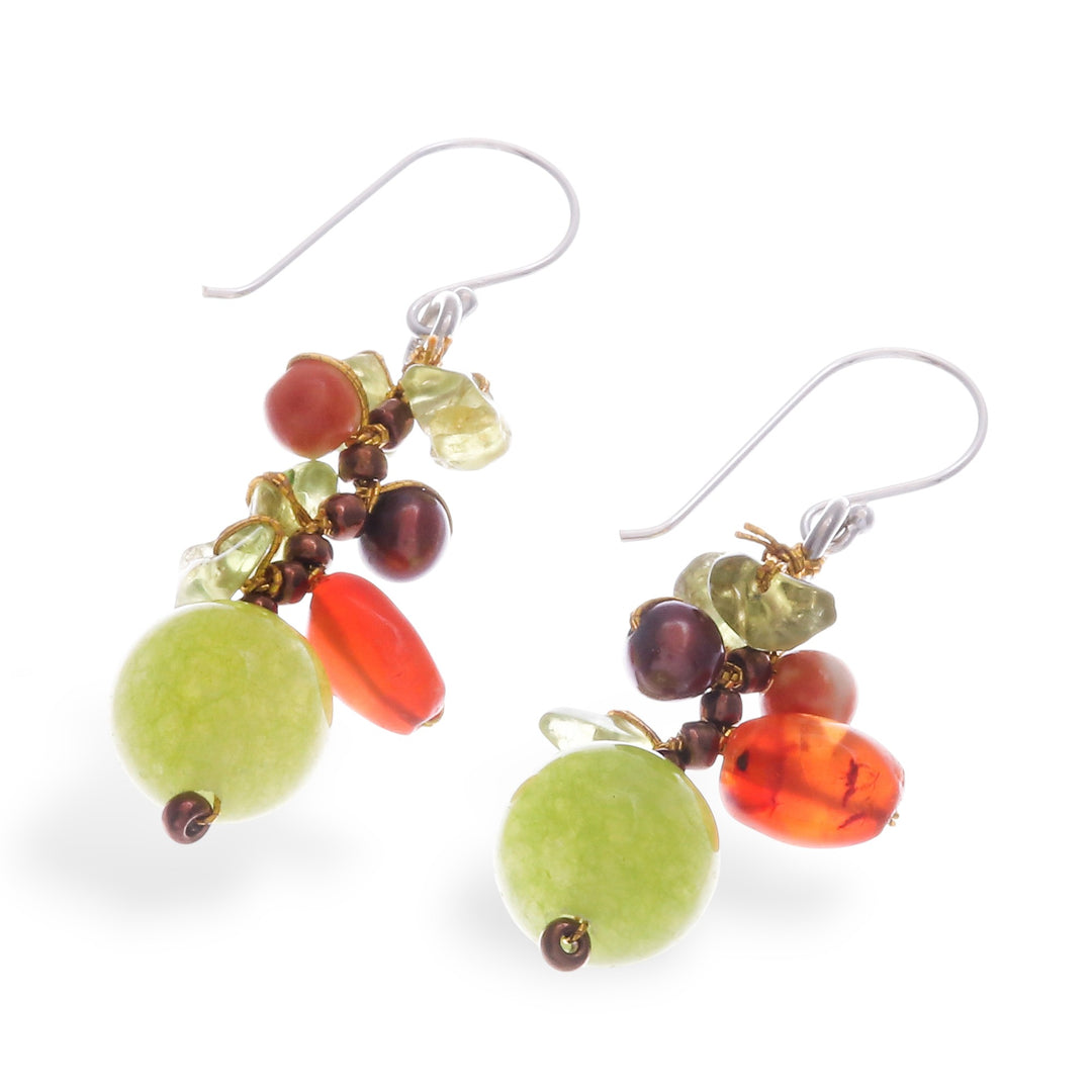 Citrus-Palette Multi-Gemstone Beaded Earrings from Thailand - Citrus Way