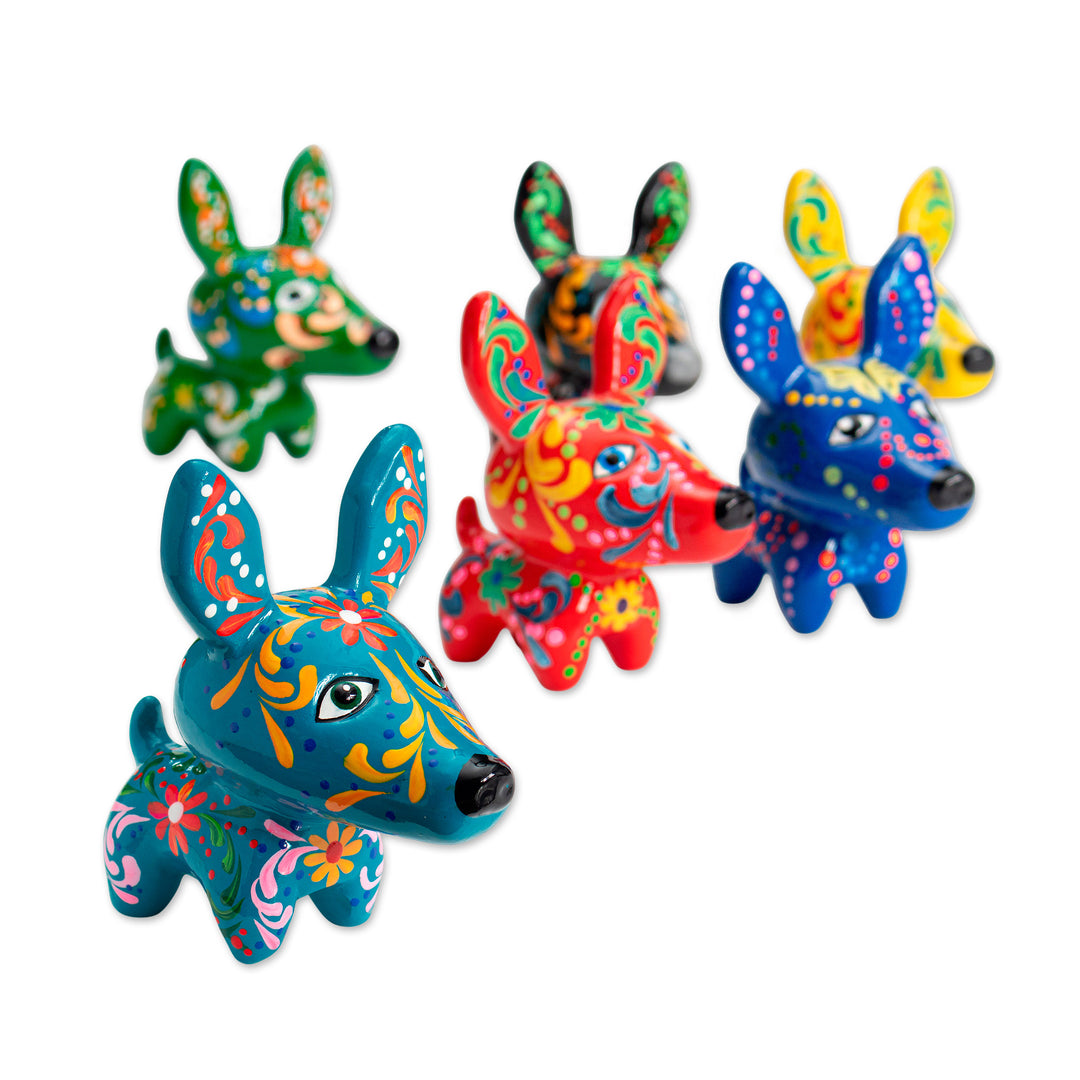 Dog-Themed Red Ceramic Figurine with Hand-Painted Motifs - Cheerful Dog