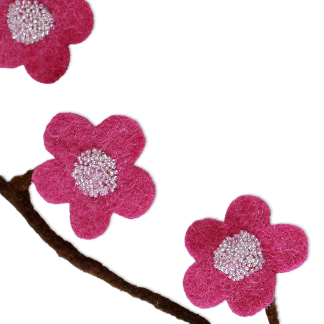 Hot Pink Handmade Felt Holiday Garland - Hot Pink Blossoms