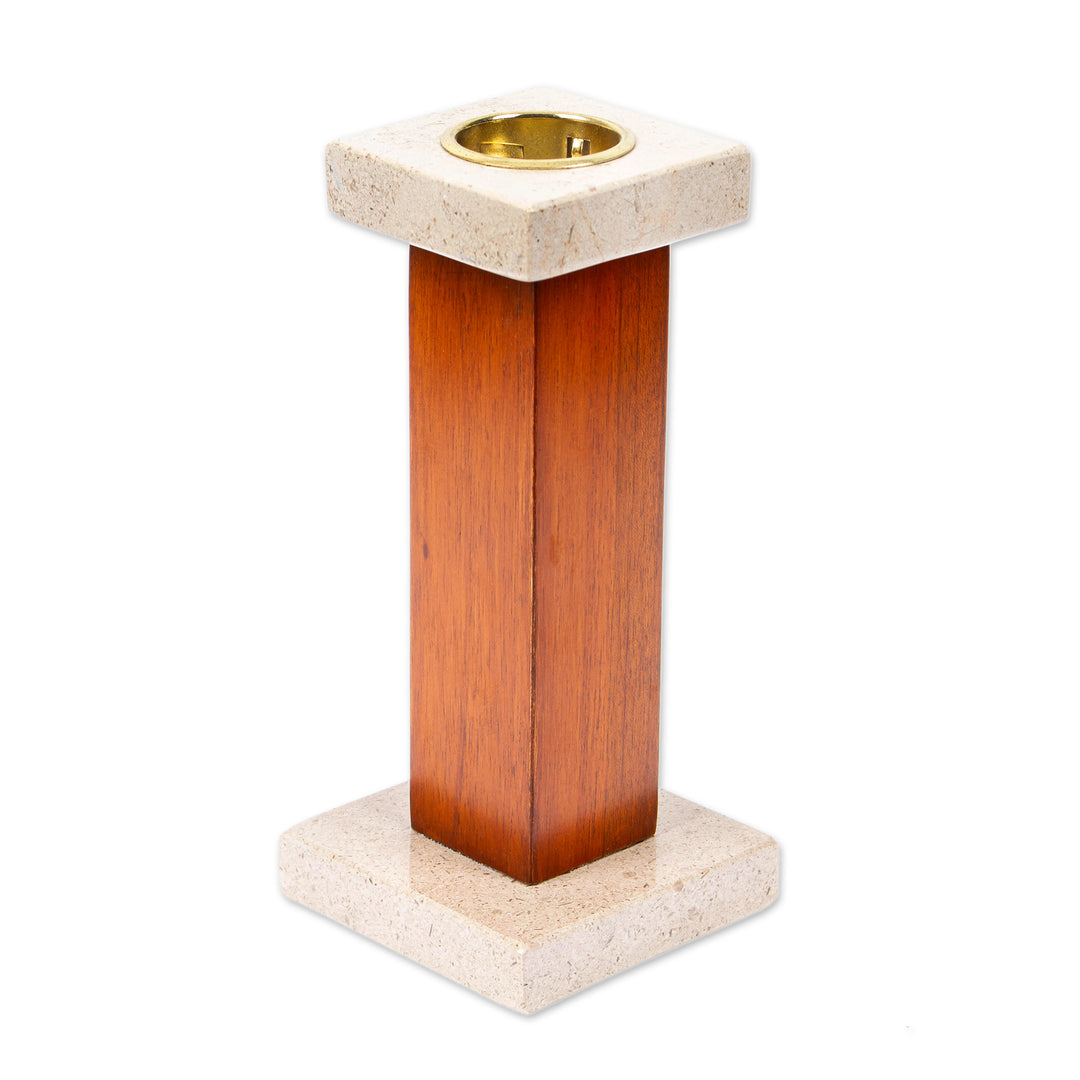 Onyx Cedar Tealight Candleholder with Classic Column Design - Classic Column