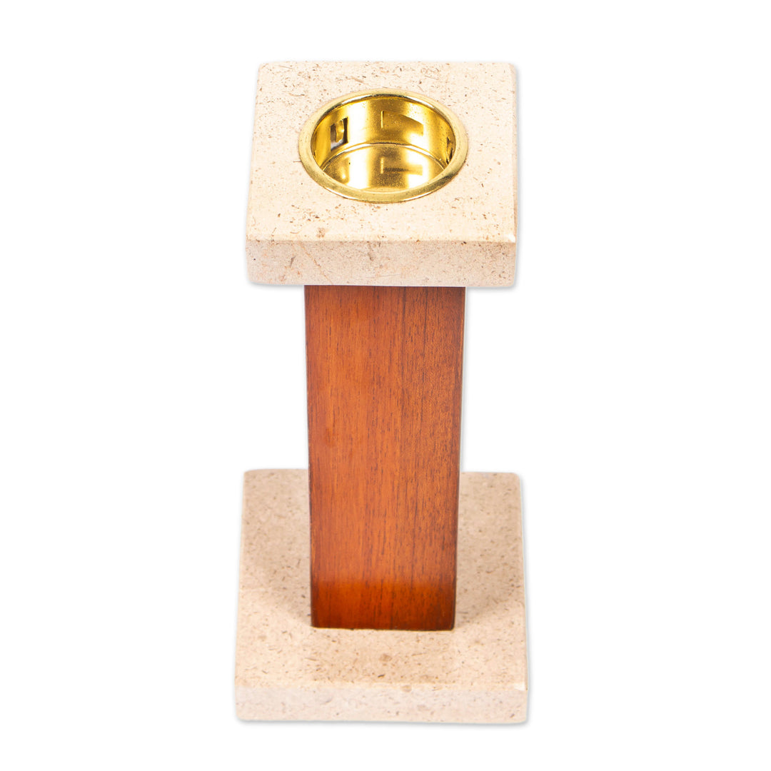 Onyx Cedar Tealight Candleholder with Classic Column Design - Classic Column