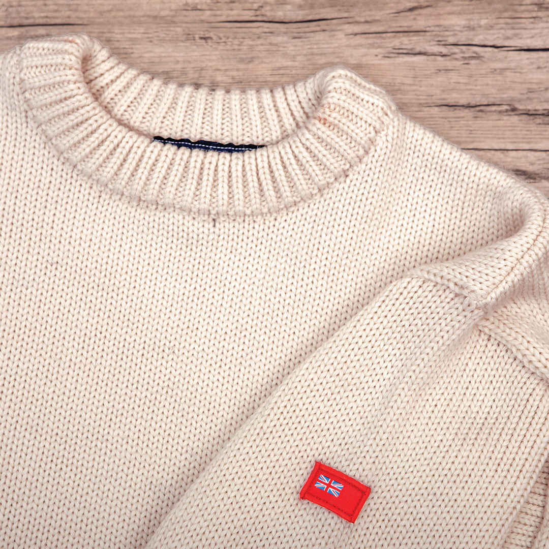 Men's British Nautical Style Knit Wool Pullover Sweater - Class in Beige