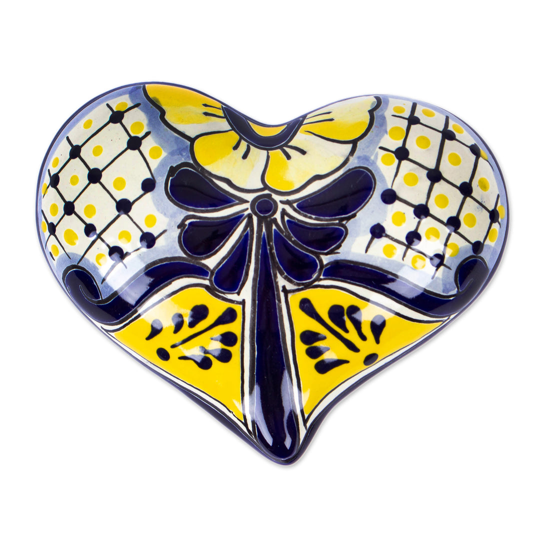 Heart-Shaped Talavera Folk Art Style Ceramic Wall Sculpture - Talavera Heart