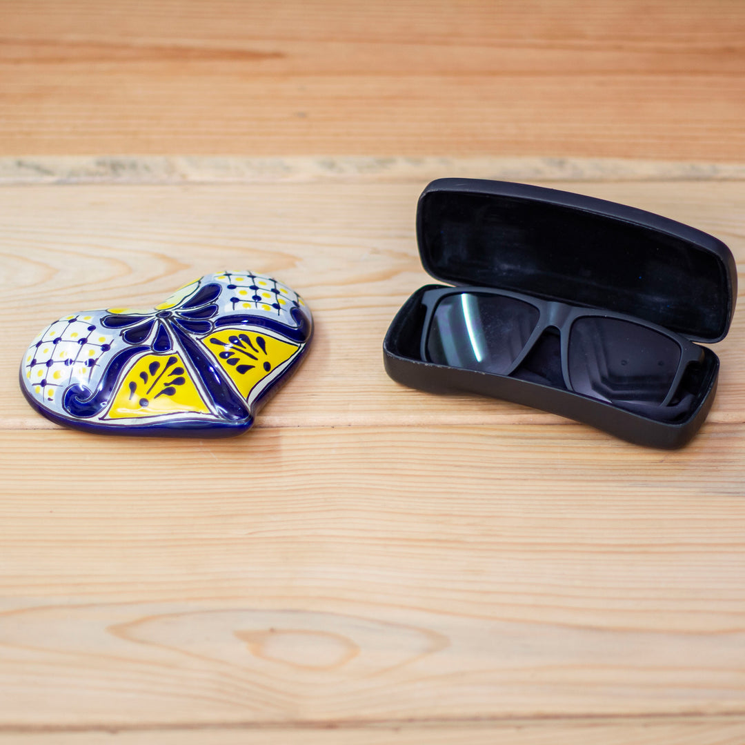 Heart-Shaped Talavera Folk Art Style Ceramic Wall Sculpture - Talavera Heart