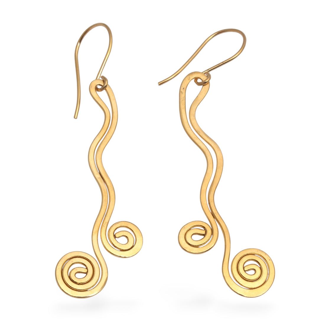 Artisan-Made 18k Gold-Plated Statement Swirl Dangle Earrings - Wealthy Rivers