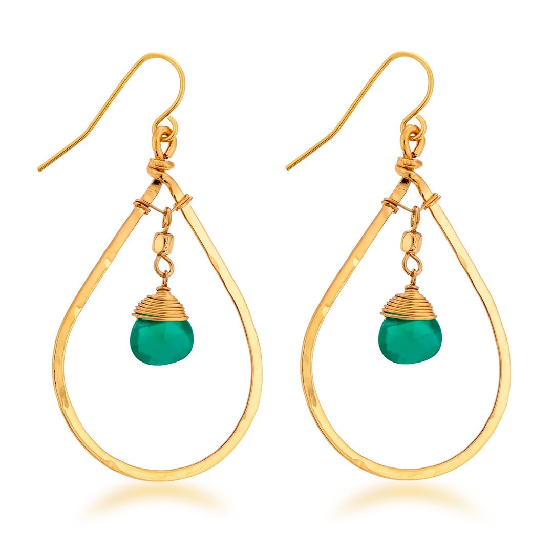 Gold-Filled Teardrop Gemstone Earrings from Brazil - Delicate Drop