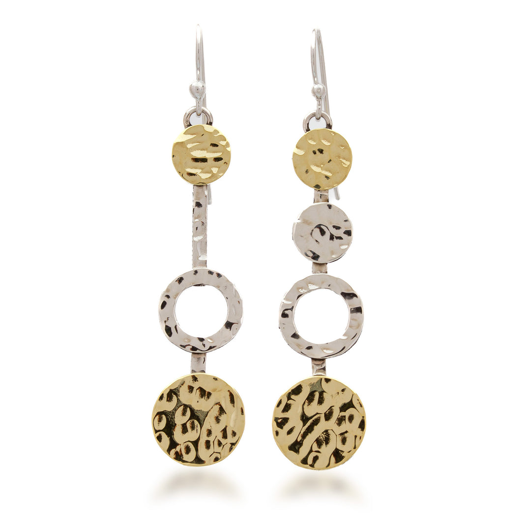 Sterling Silver and Brass Asymmetrical Earrings from Taxco - Asymmetrical Taxco