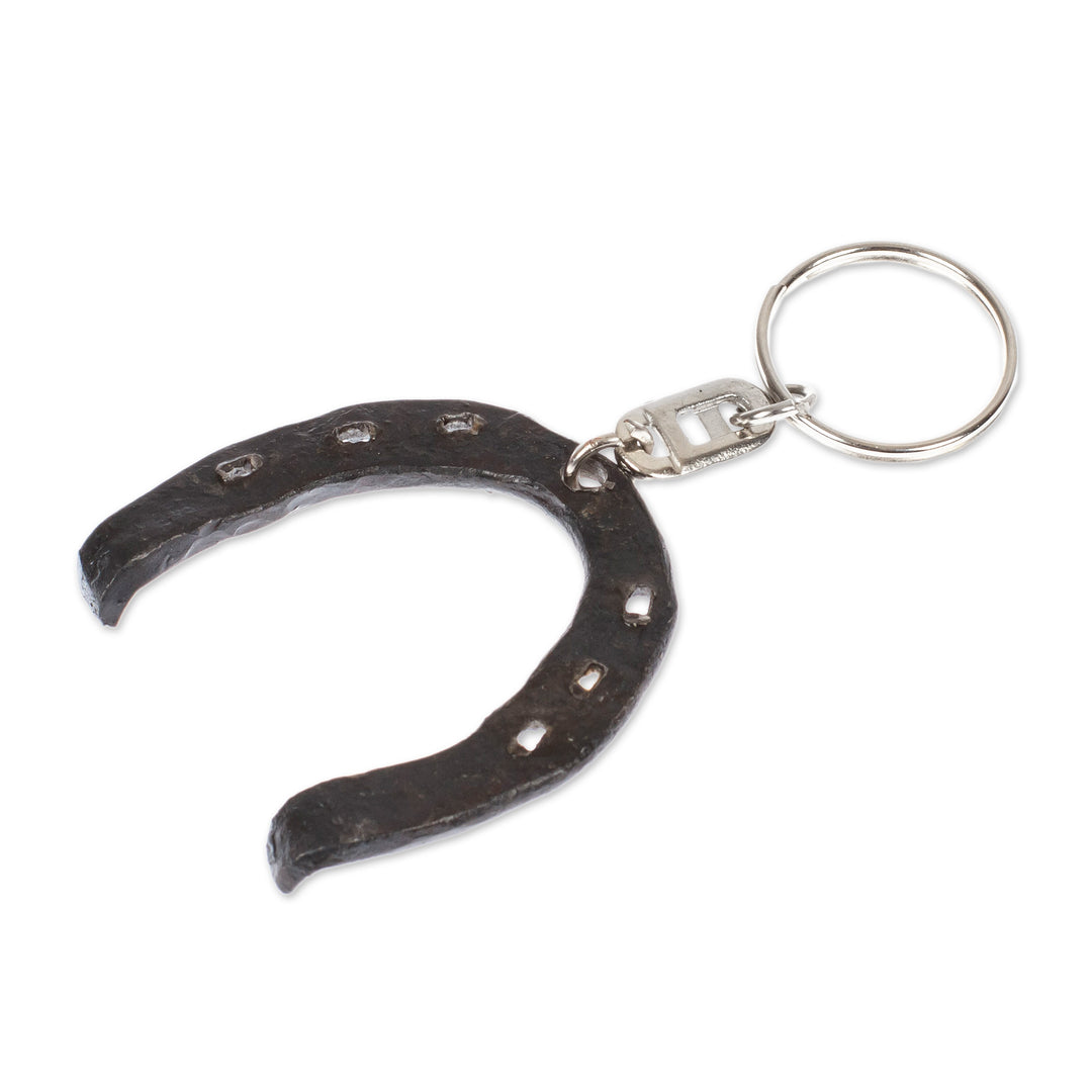 Horseshoe-Themed Eco-Friendly Rustic Recycled Iron Keychain - Rustic Horseshoe