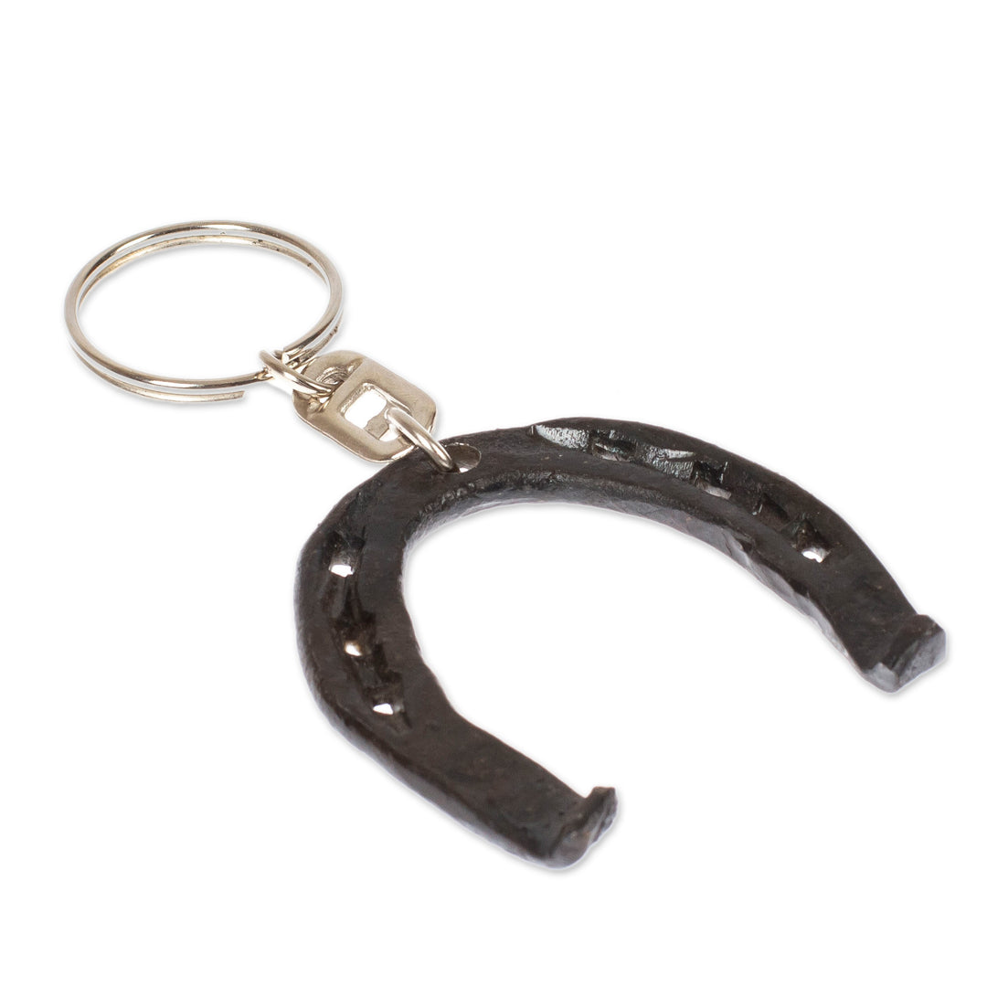 Horseshoe-Themed Eco-Friendly Rustic Recycled Iron Keychain - Rustic Horseshoe