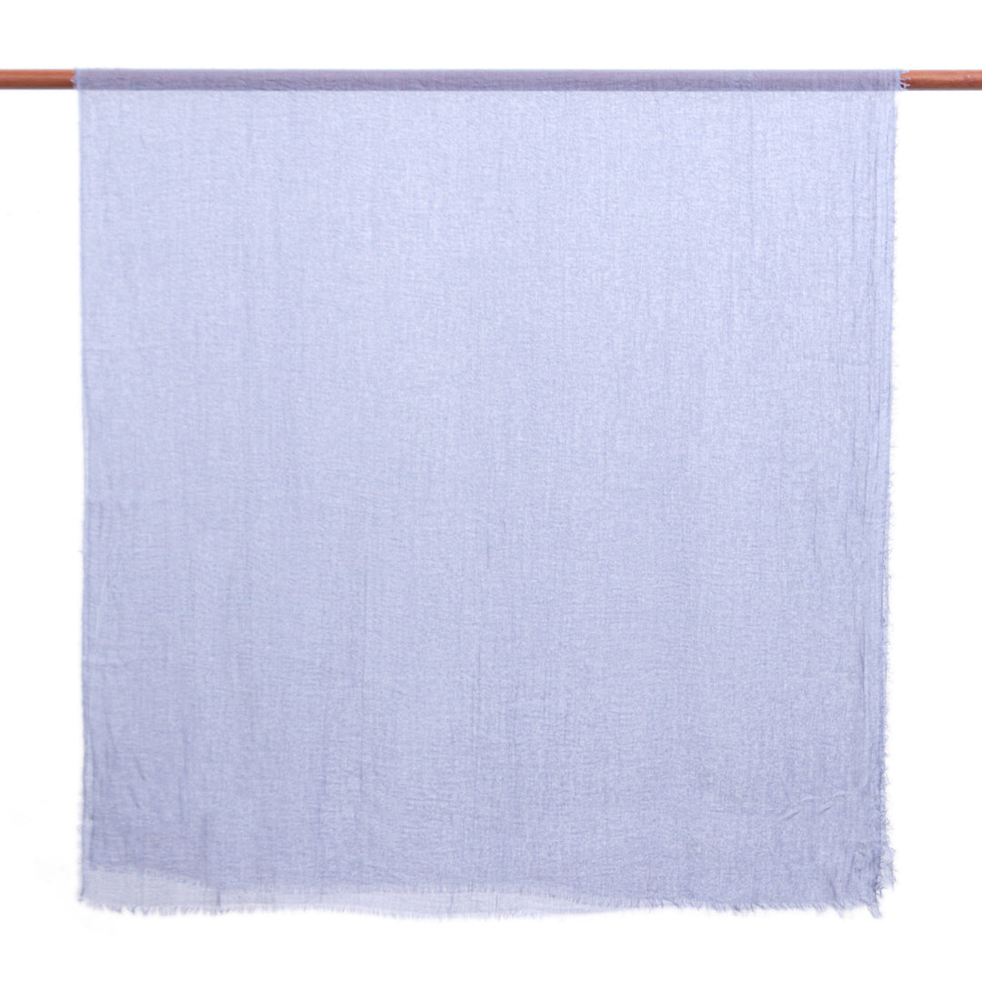 Pair of Handwoven Scarves in Navy Blue and Cadet Blue Hues - Graceful Splendor