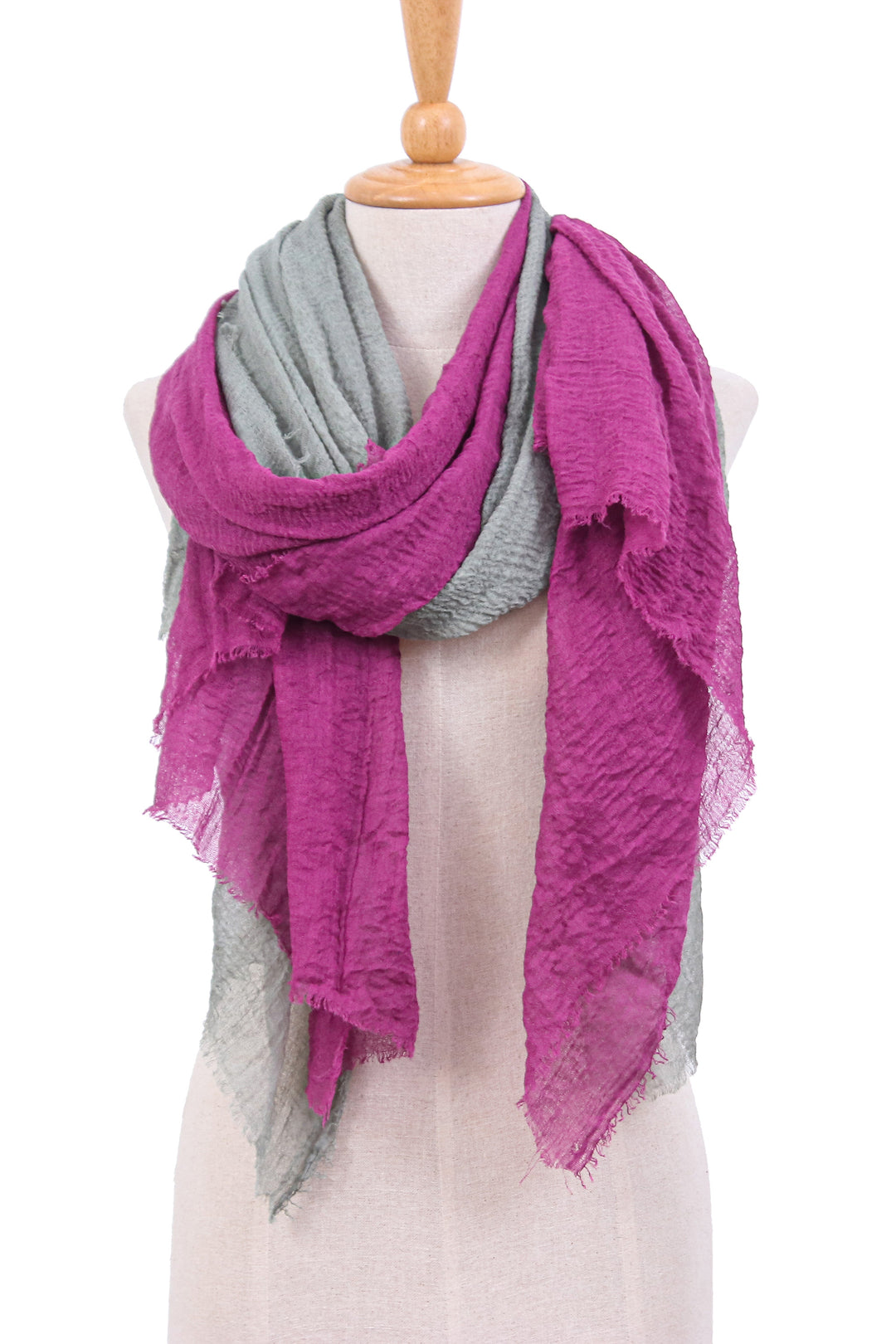 Magenta Sage-Hued Hand-Woven Scarves from Thailand (Pair) - Graceful Glamour