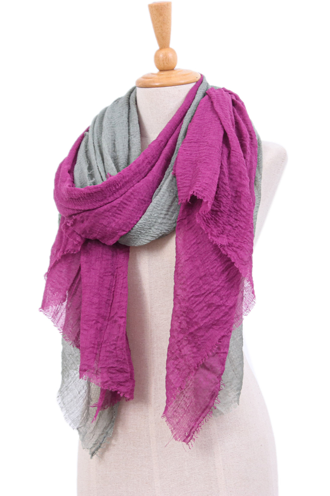 Magenta Sage-Hued Hand-Woven Scarves from Thailand (Pair) - Graceful Glamour