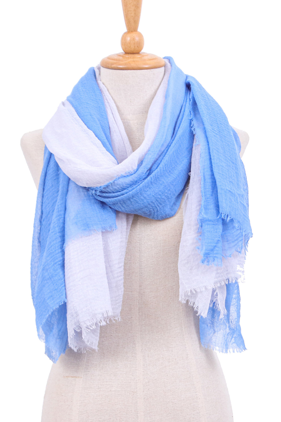 Pair of Handwoven Scarves in Periwinkle and Silver Grey Hues - Graceful Flair