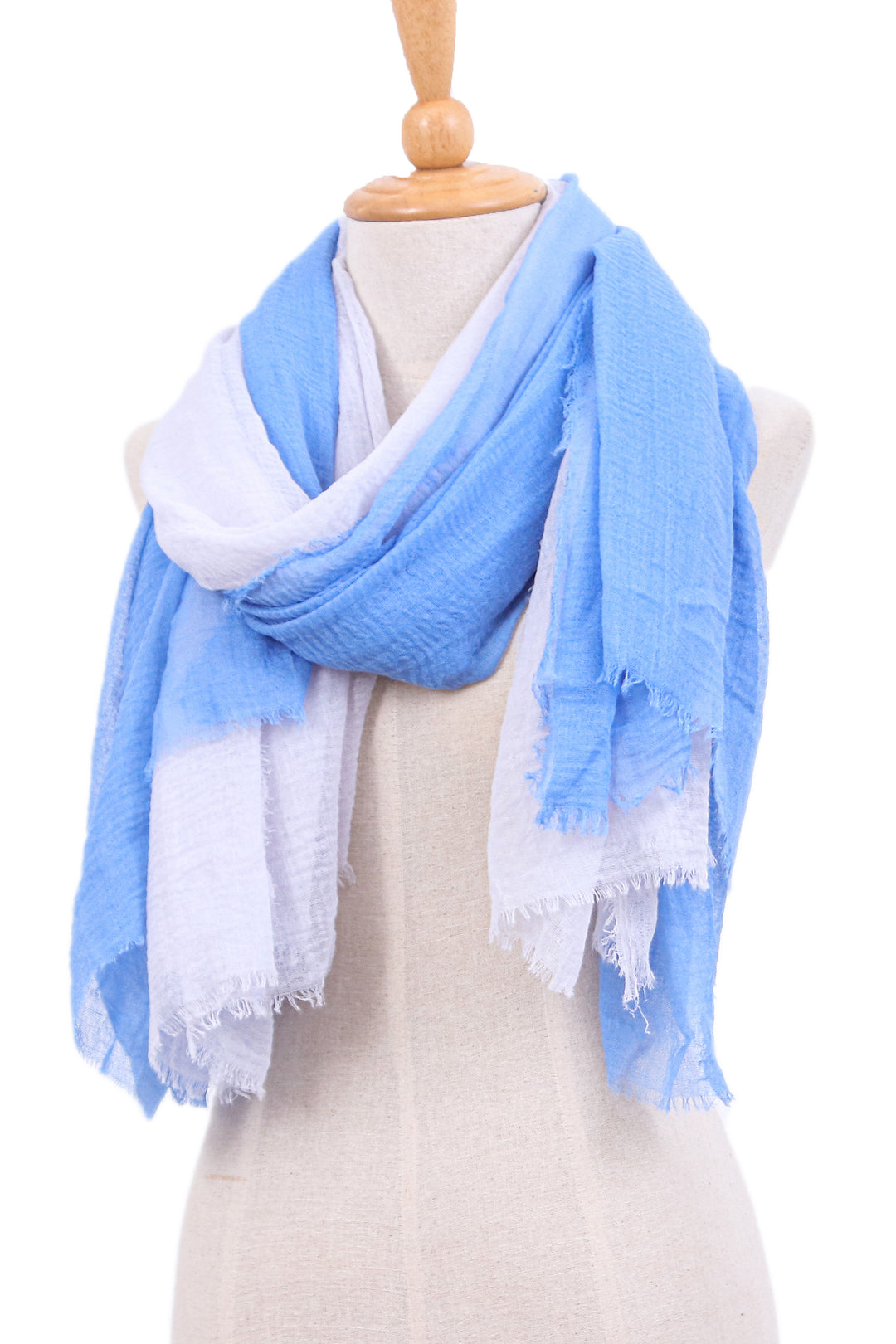 Pair of Handwoven Scarves in Periwinkle and Silver Grey Hues - Graceful Flair
