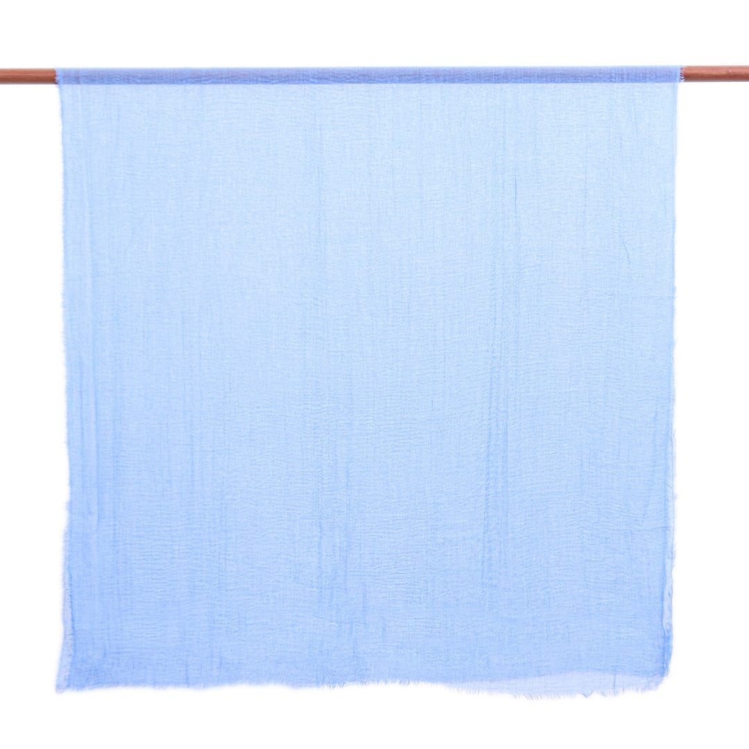 Pair of Handwoven Scarves in Periwinkle and Silver Grey Hues - Graceful Flair