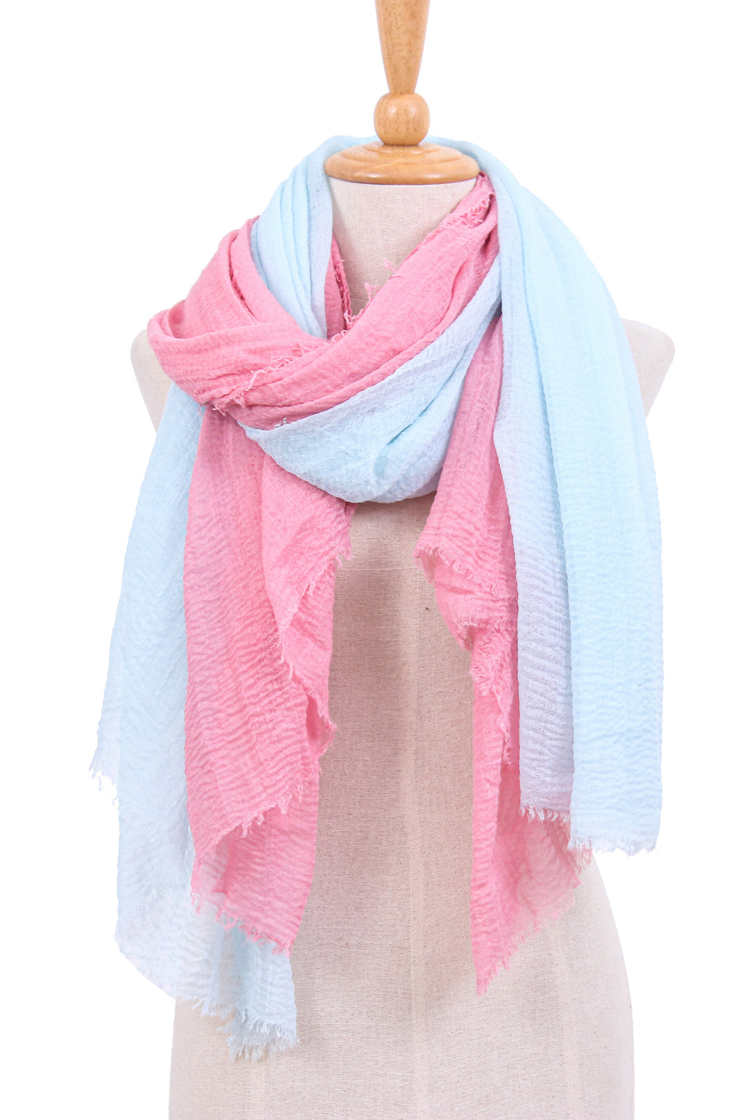 Pastel Pink and Blue-Hued Handwoven Scarves (Pair) - Graceful Pastels