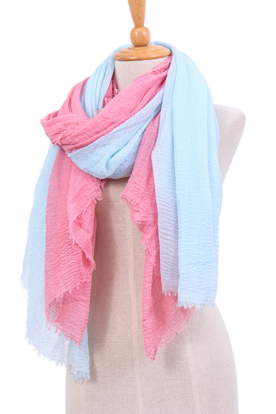 Pastel Pink and Blue-Hued Handwoven Scarves (Pair) - Graceful Pastels