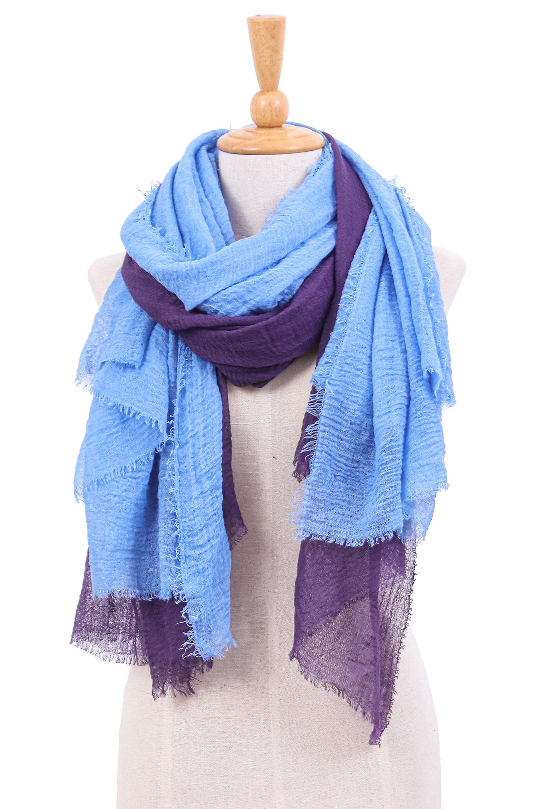 Handwoven Scarves in Eggplant and Periwinkle Tones (Pair) - Graceful Elegance