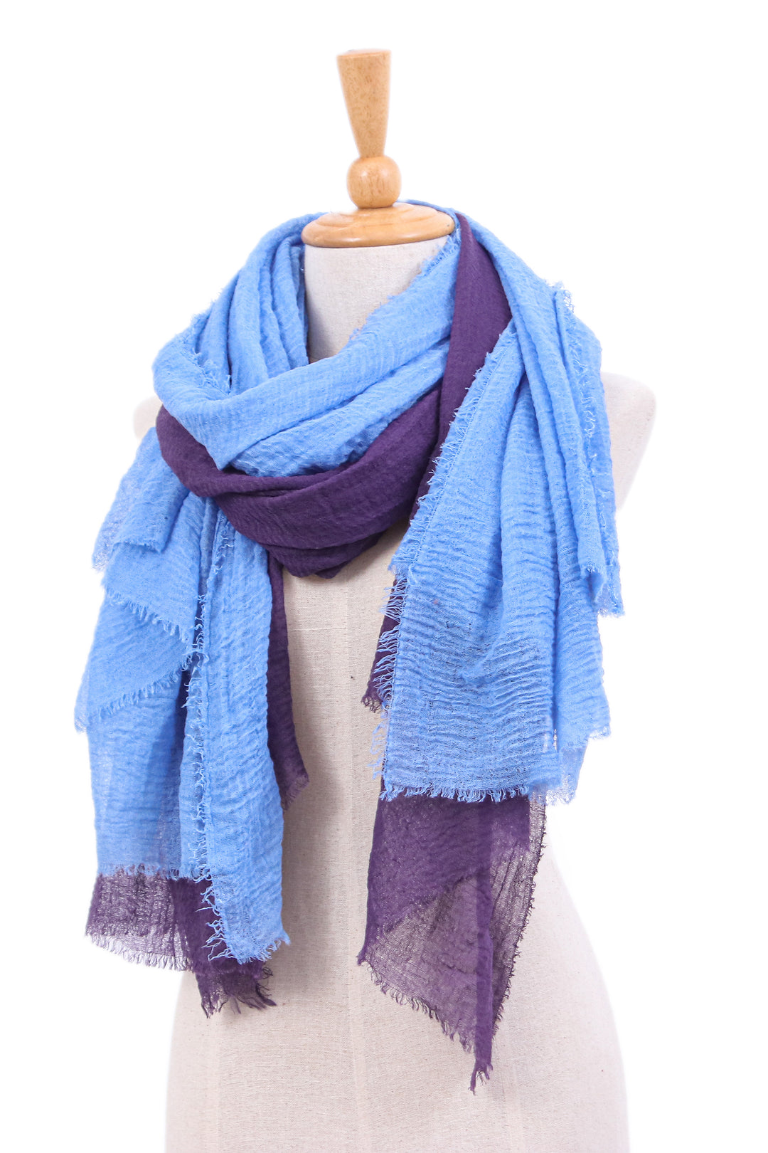 Handwoven Scarves in Eggplant and Periwinkle Tones (Pair) - Graceful Elegance
