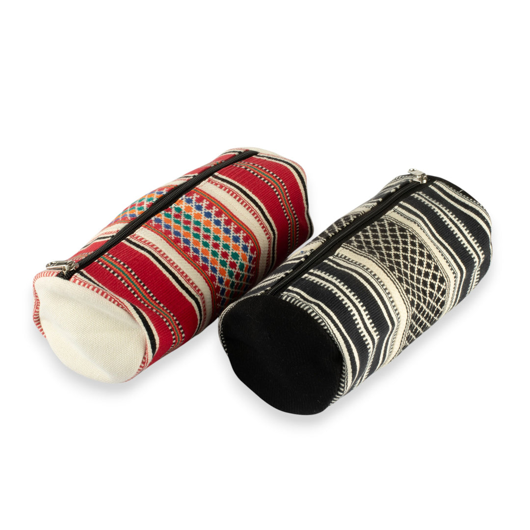 Handwoven Assorted Palette 2-Piece Cotton Cosmetic Case Set - Adventures of India