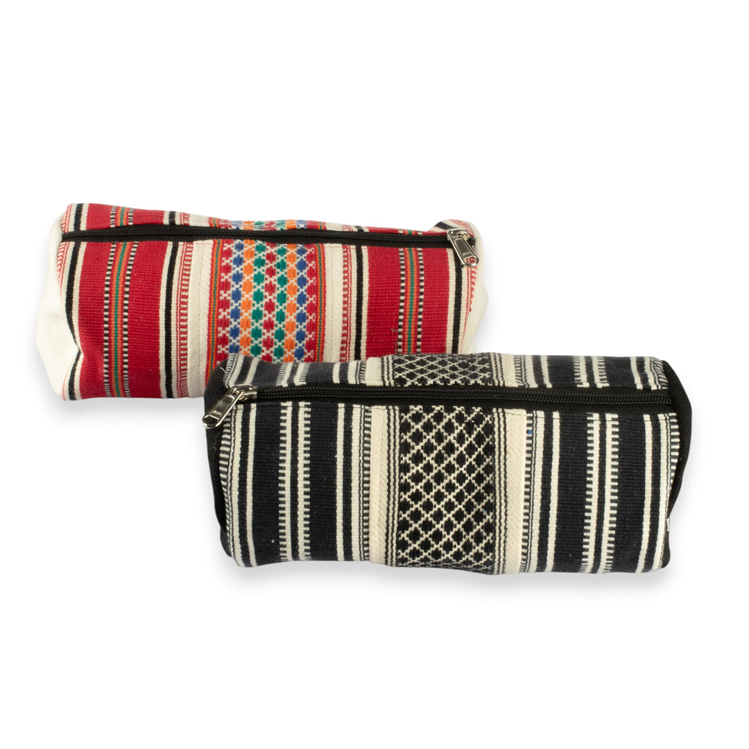 Handwoven Assorted Palette 2-Piece Cotton Cosmetic Case Set - Adventures of India
