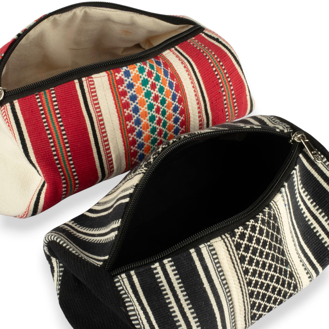 Handwoven Assorted Palette 2-Piece Cotton Cosmetic Case Set - Adventures of India