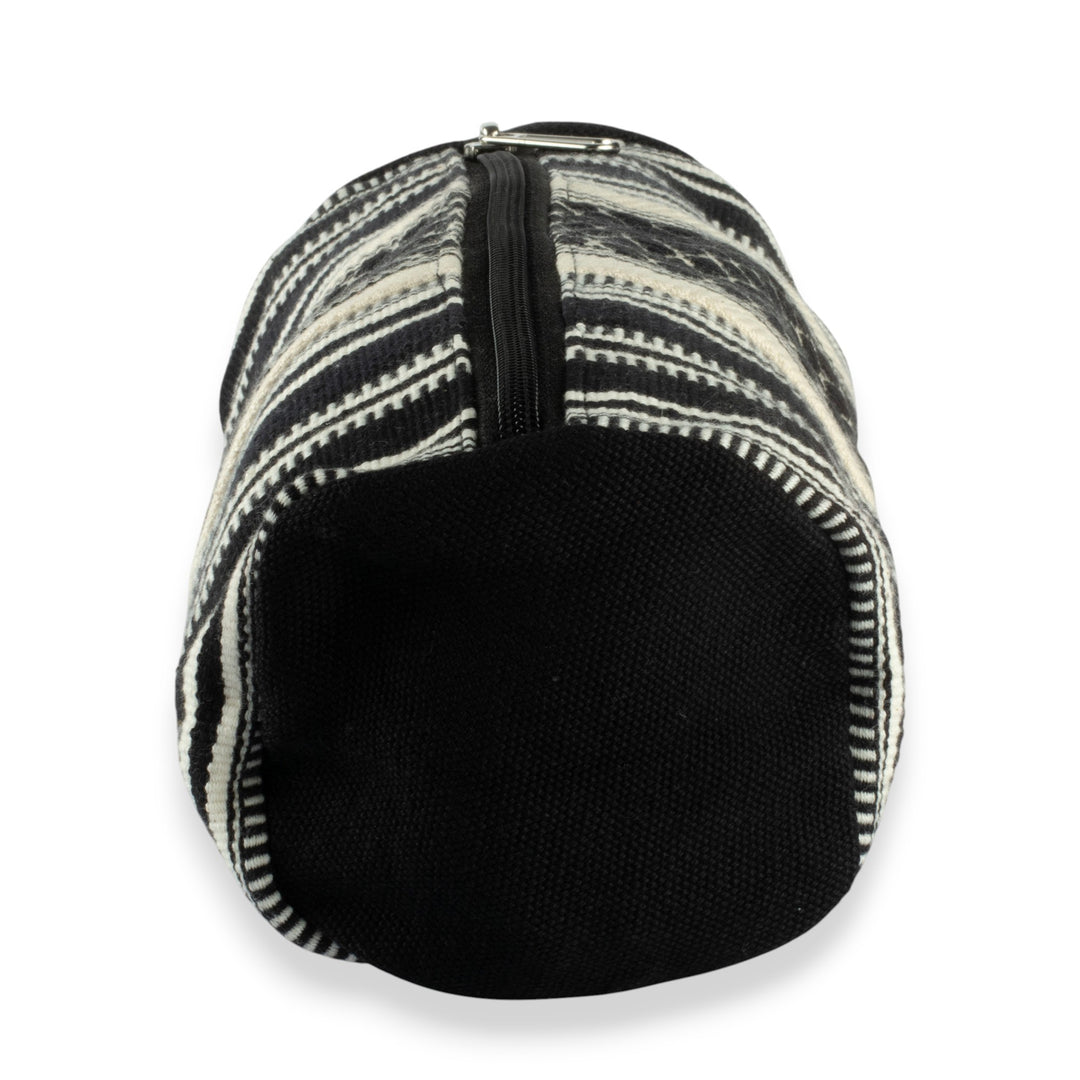 Artisan-Made Black and Ivory Cotton Cosmetic Case from India - Adventures at Night