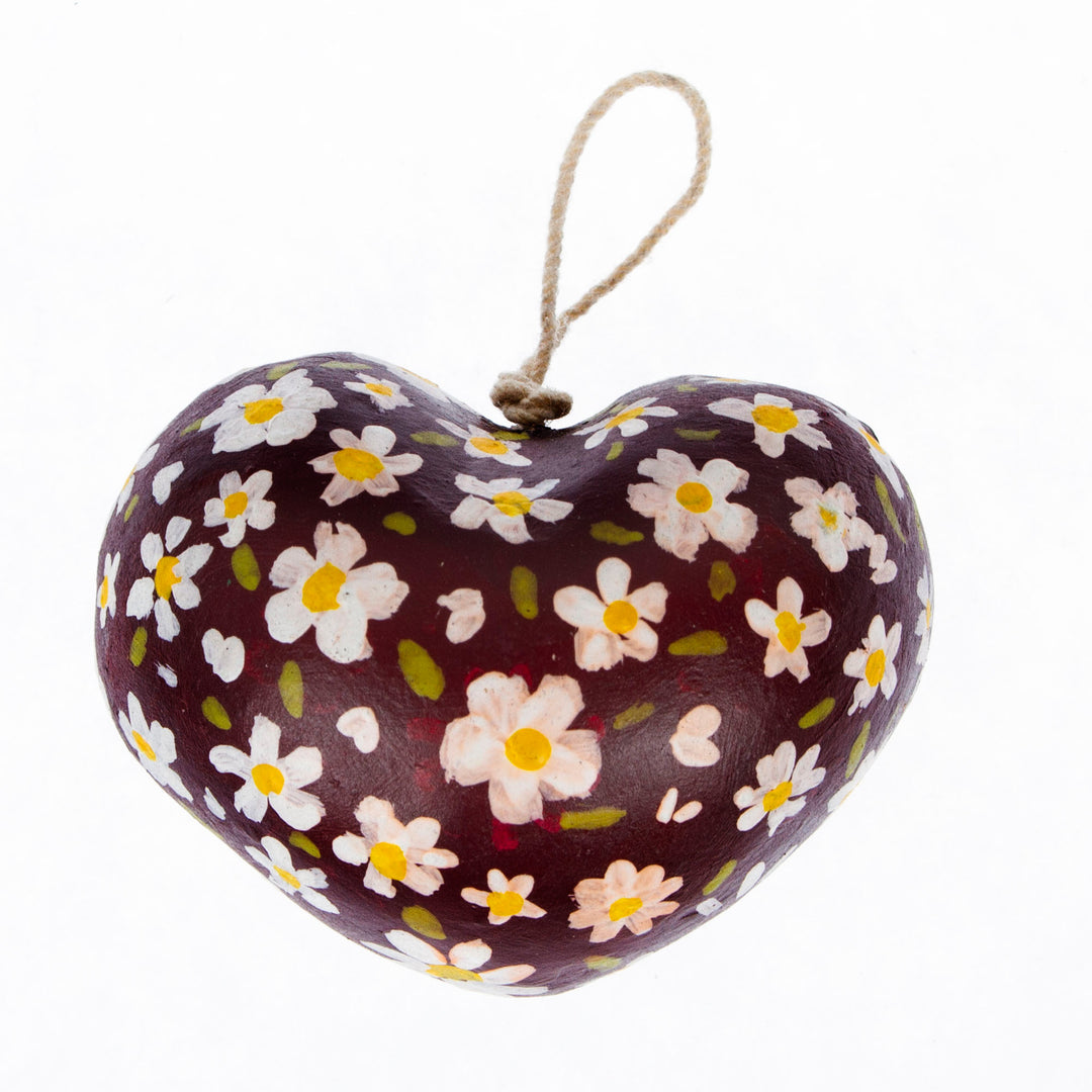 Daisy-Themed Large-Size Red and White Recycled Paper Charm - Petals & Passion