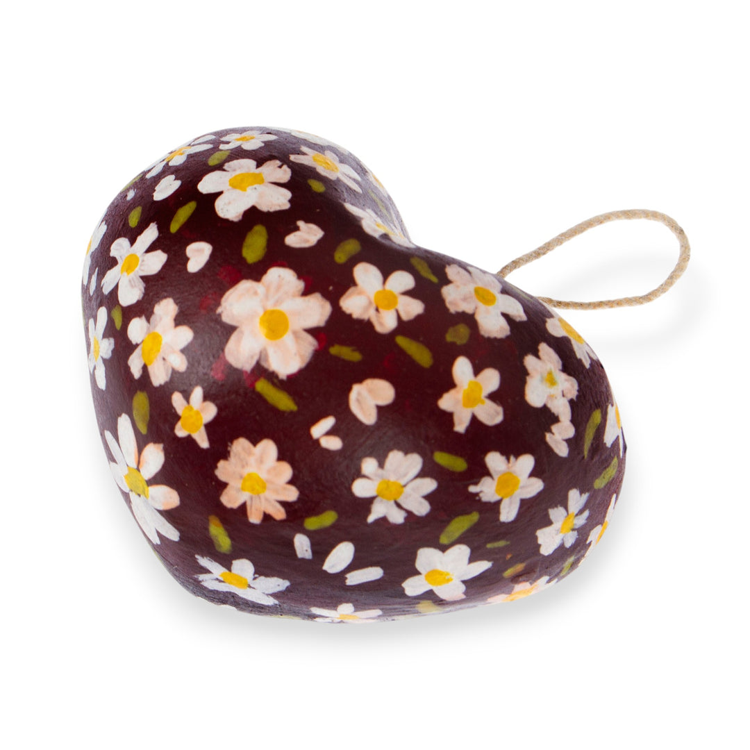 Daisy-Themed Large-Size Red and White Recycled Paper Charm - Petals & Passion