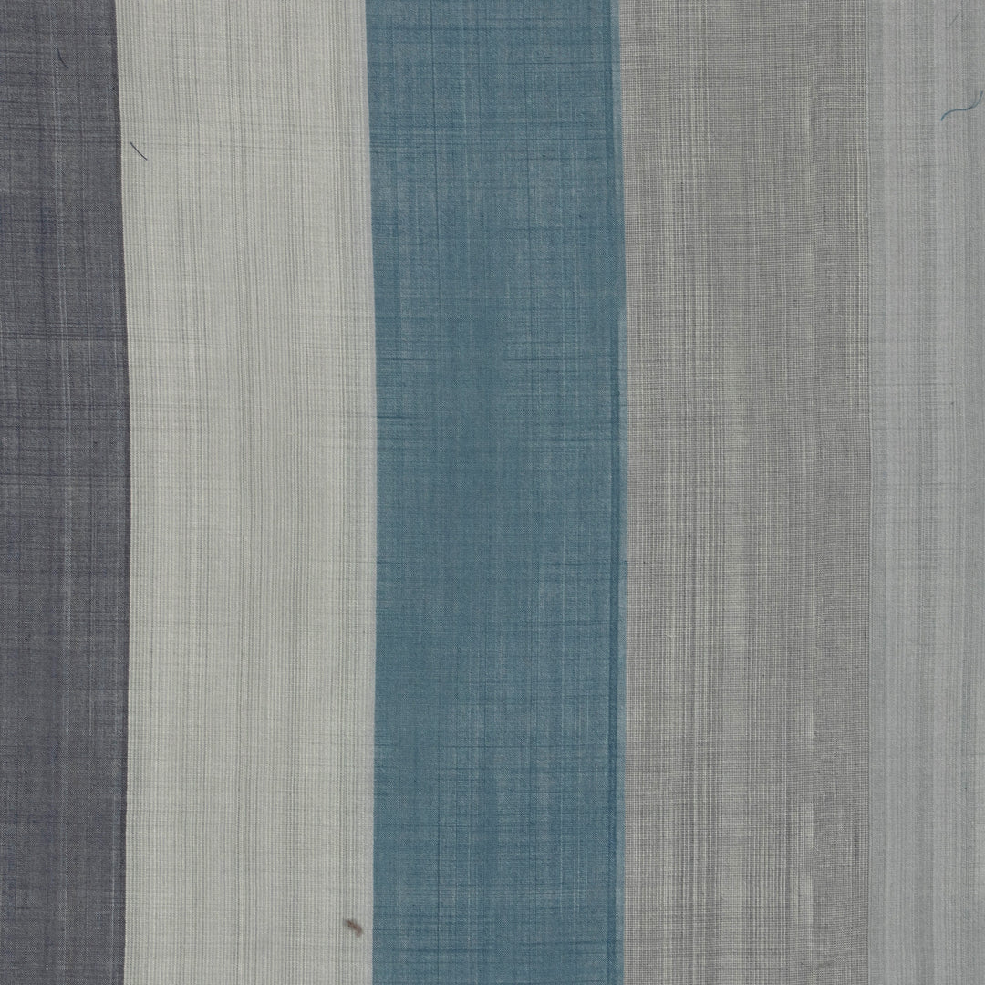 Hand-Loomed Striped 100% Silk Scarf in Blue and Grey Hues - Posh Morning